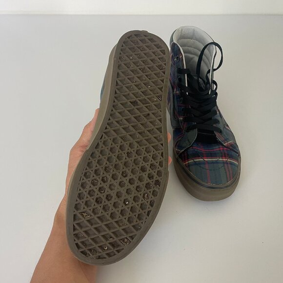 Vans Sk8-Hi Top Reissue Tartan Gum Black Classic Blue Green Red - Picture 5 of 5